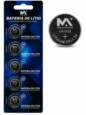 BATERIA CR1632 3V CARTELA COM 5 UNIDADES MAXMIDIA