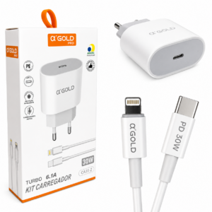 CARREGADOR COMPLETO TIPO C PARA IOS TURBO 30W  A`GOLD