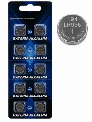 BATERIA ALCALINA AG9 / LR936 1.5V CARTELA COM 10 UNIDADES MAXMIDIA