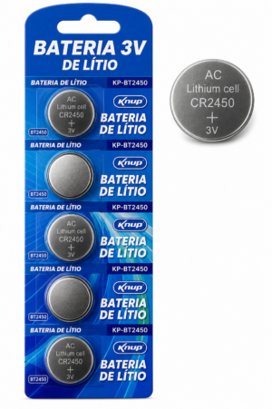 BATERIA REDONDA LITIO 3V BT-2450 COM 5 UND KUNP