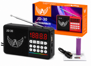 RÁDIO FM PORTÁTIL COM 3W BLUETOOTH MP3 / USB / TF RECARREGÁVEL ALTOMEX