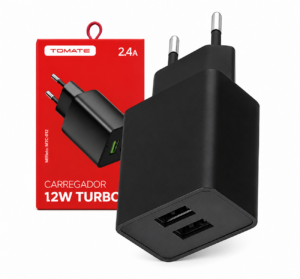 FONTE CELULAR 2 SAIDA USB TURBO 12W TOMATE