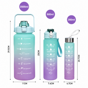 KIT GARRAFA MOTIVACIONAL 2000ML 900ML 500ML