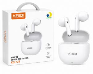 FONE BLUETOOTH TWS SOM DE ALTA QUALIDADE  E QUALIDADE SONORA KAIDI BRANCO