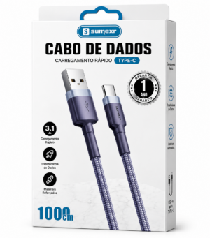 CABO DE DADOS RÁPIDO USB / TIPO C 1 MTS 3.1 SUMEXR