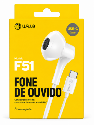 FONE DE OUVIDO COM MICROFONE TIPO-C WALLO