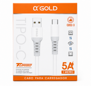 CABO USB / TIPO C CARGA E DADOS COM CHIP A`GOLD